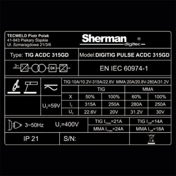 Sherman DIGITIG 315GD Pulse AC/DC